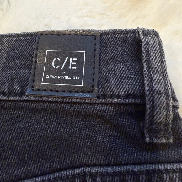 Current/Elliott Pleated Ancle Cropped High Rise Gravity Washed Black Jeans - 28 - Picture 6 of 13